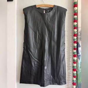 Zara Sleek Black Faux Leather Dress XS